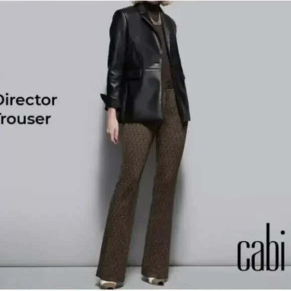 Cabi Director Trouser Style #4505 - Brown & Black Gold Print Sz 14 - Picture 3 of 16